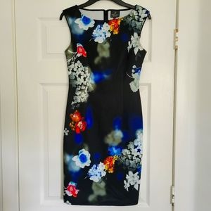 Adrianna Papell Black Floral Sheath Dress